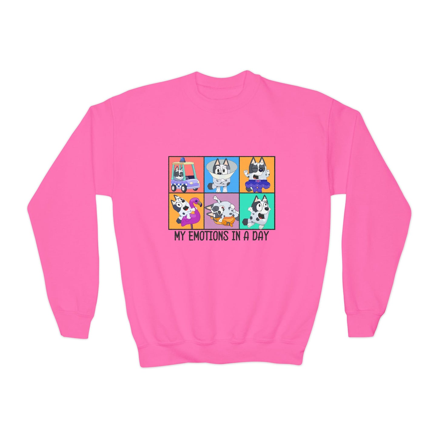 My emotions in a day Youth Crewneck Sweatshirt