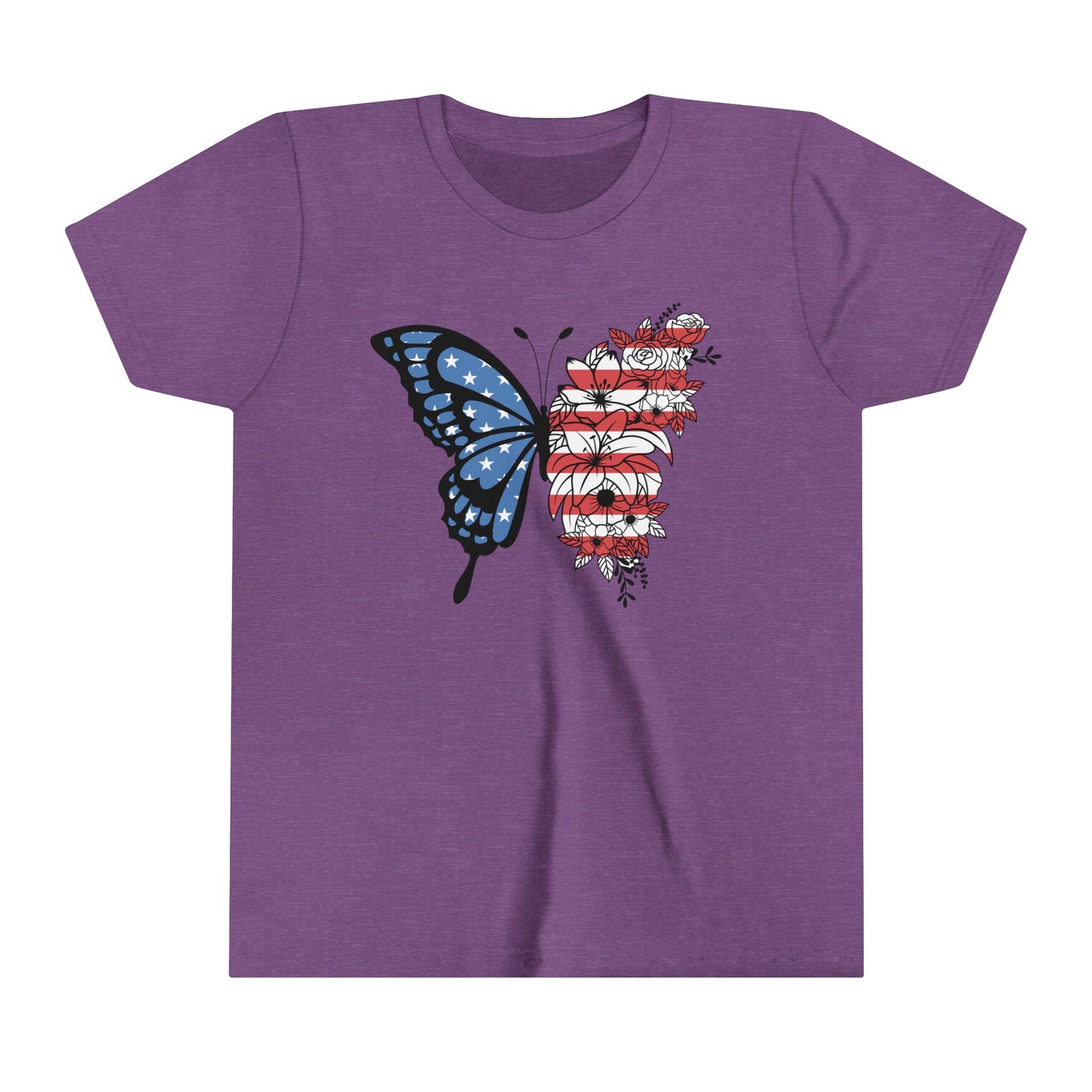 Butterfly American Flag Youth Short Sleeve Tee