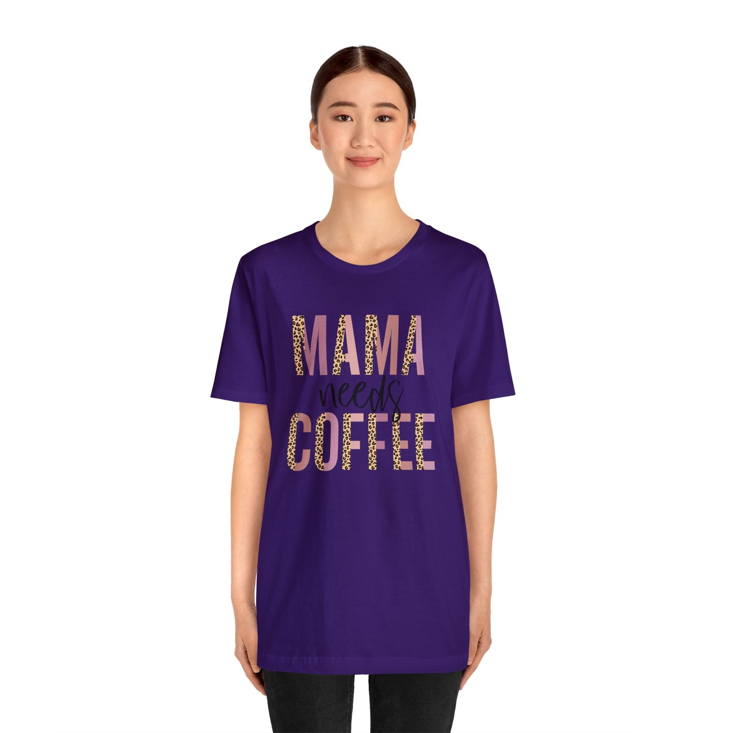 Mama Needs Coffee Leopard print short sleeve tshirt