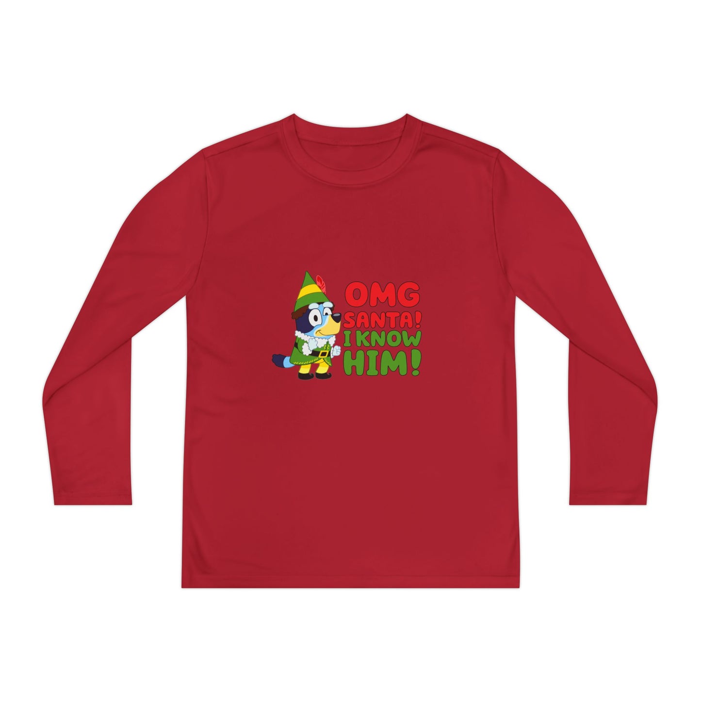 OMG Santa I know him Youth Long Sleeve Competitor Tee