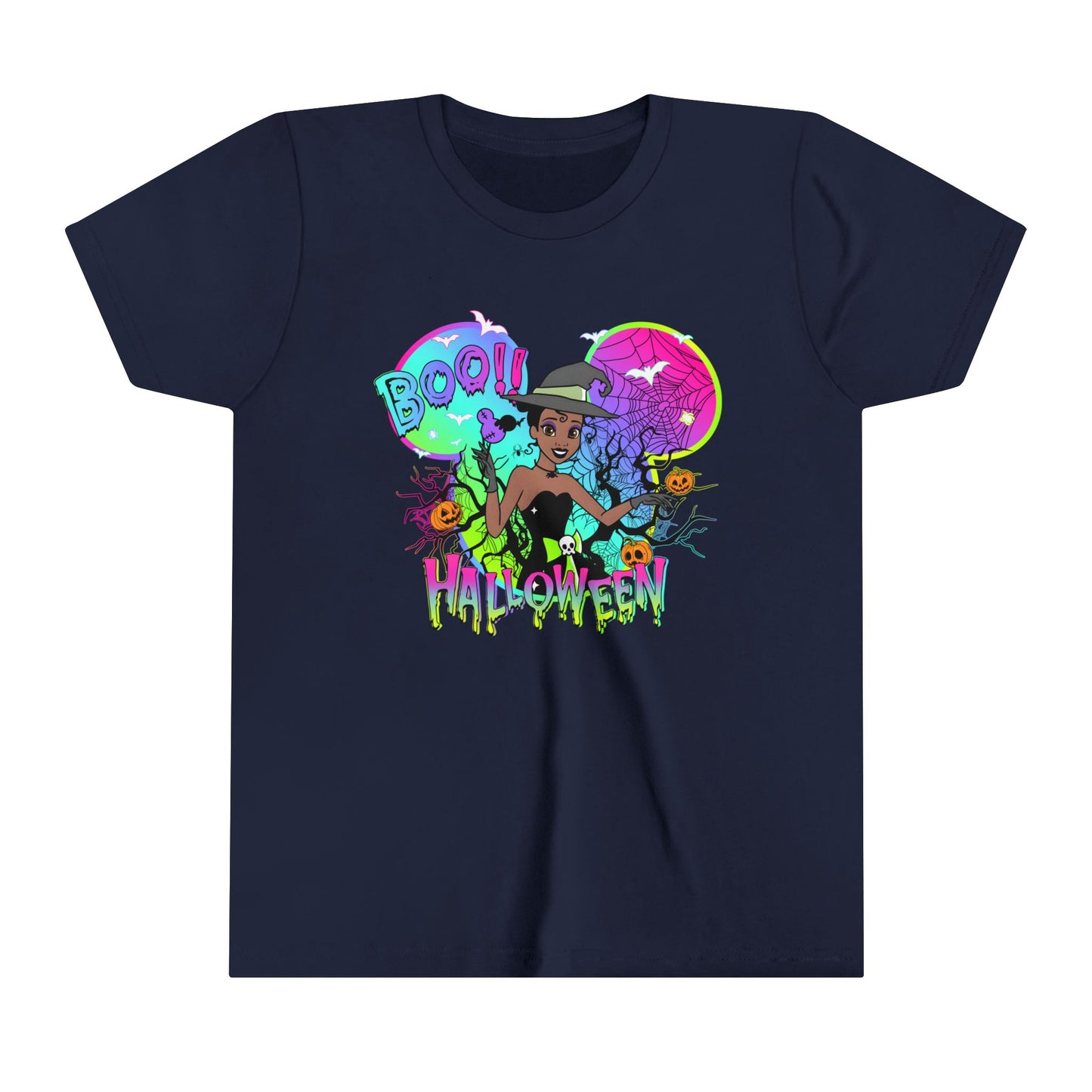 Tiana Boo! Halloween Youth Short Sleeve Tee