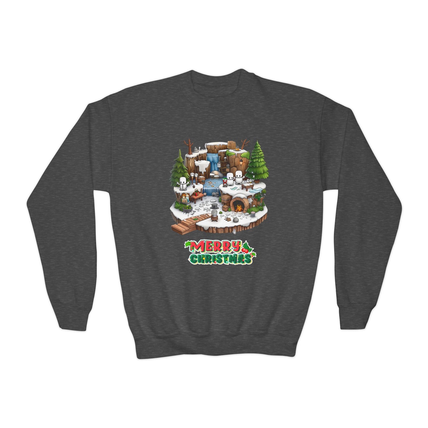 Merry Christmas Mine-craft Youth Crewneck Sweatshirt