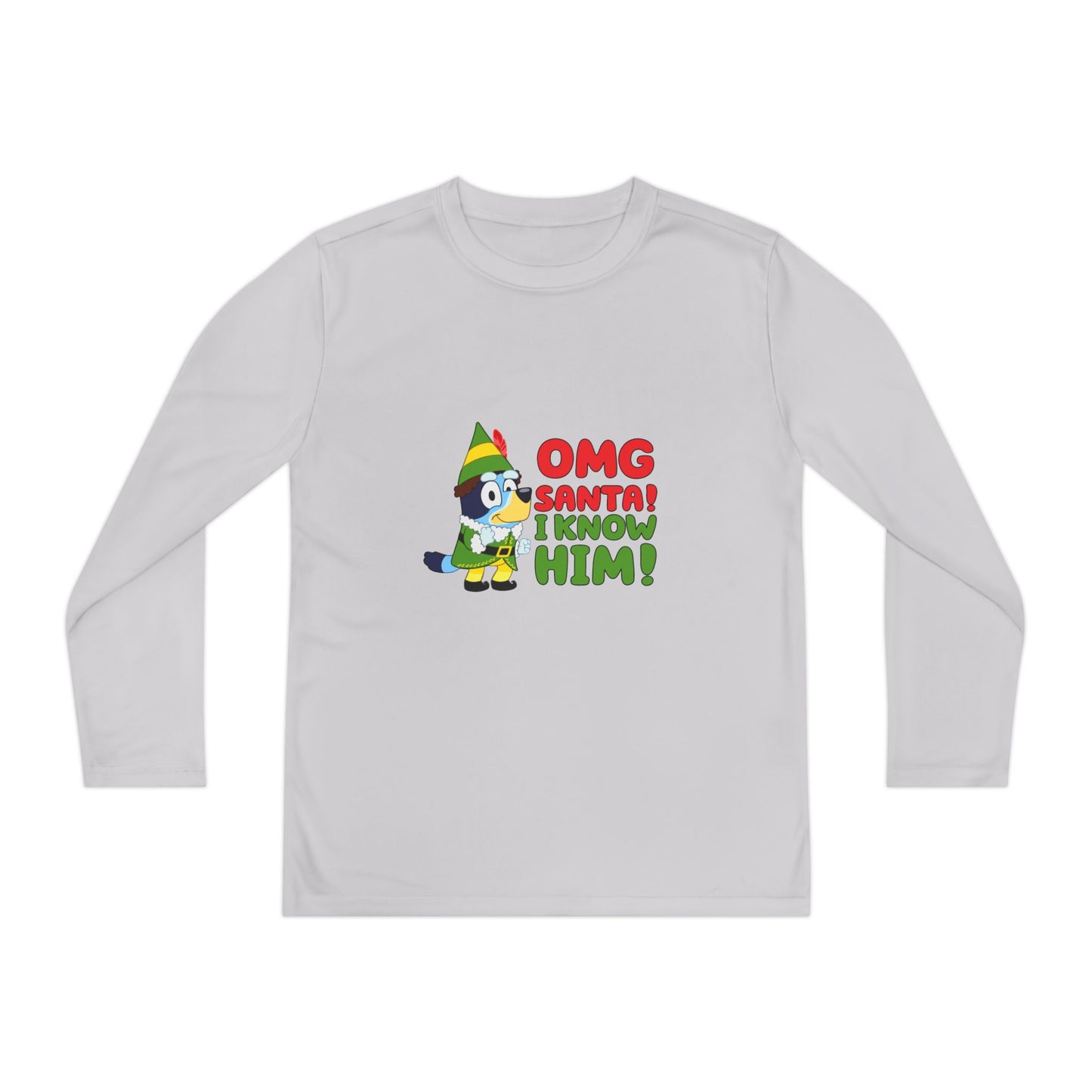 OMG Santa I know him Youth Long Sleeve Competitor Tee