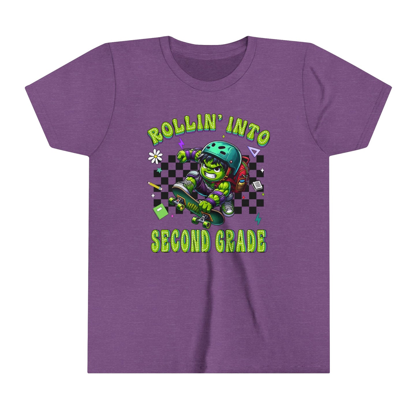 HULK - Rollin' Into 2nd Grade Youth Short Sleeve Tee