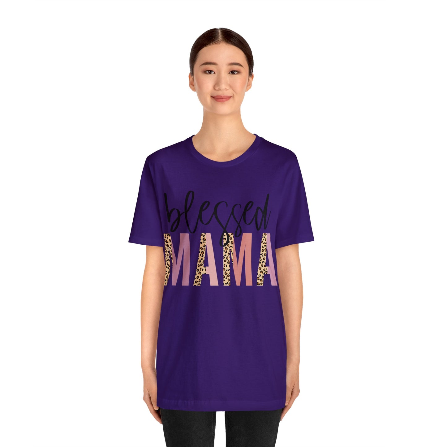 Blessed Mama Leopard print short sleeve tshirt