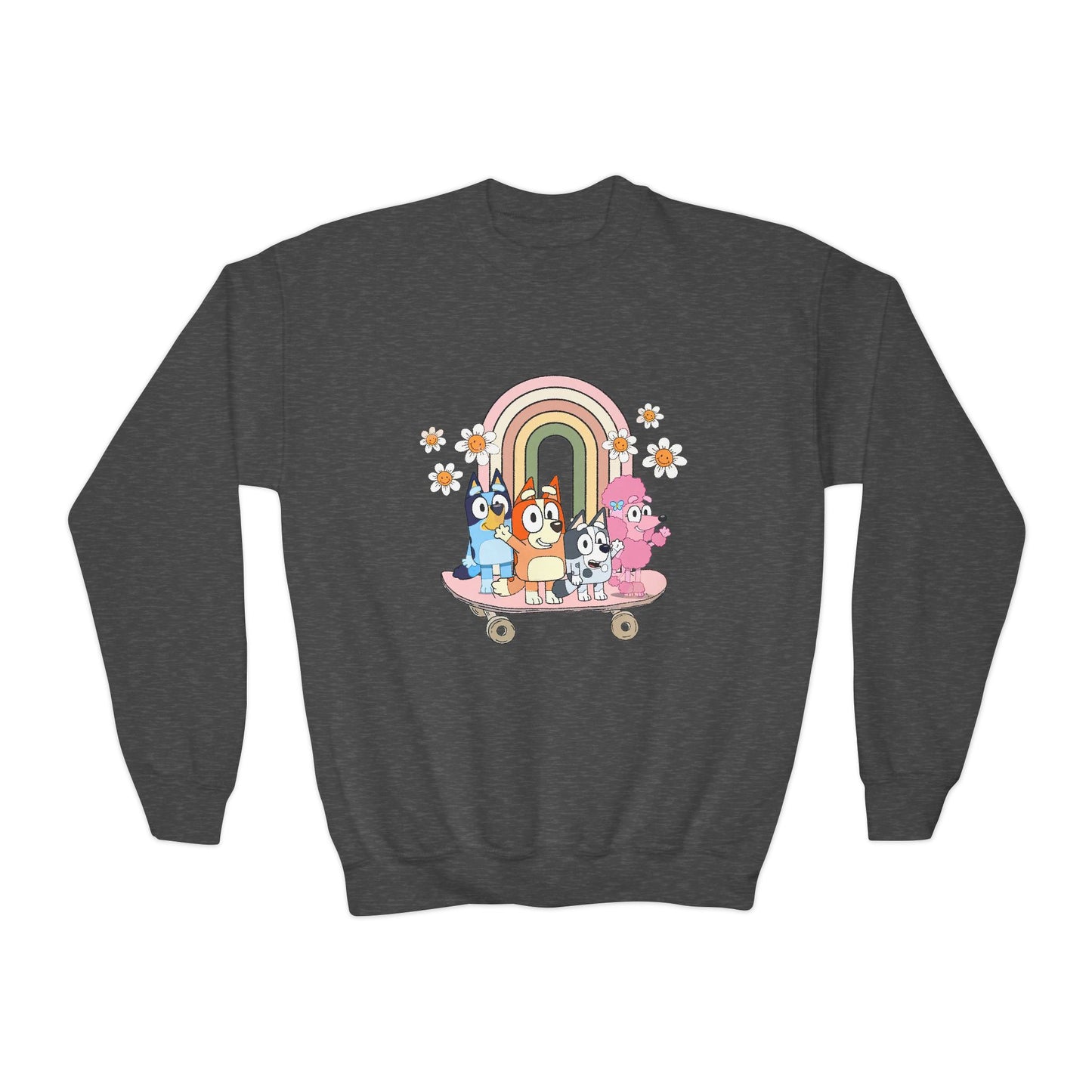 Friends on skateboard Youth Crewneck Sweatshirt