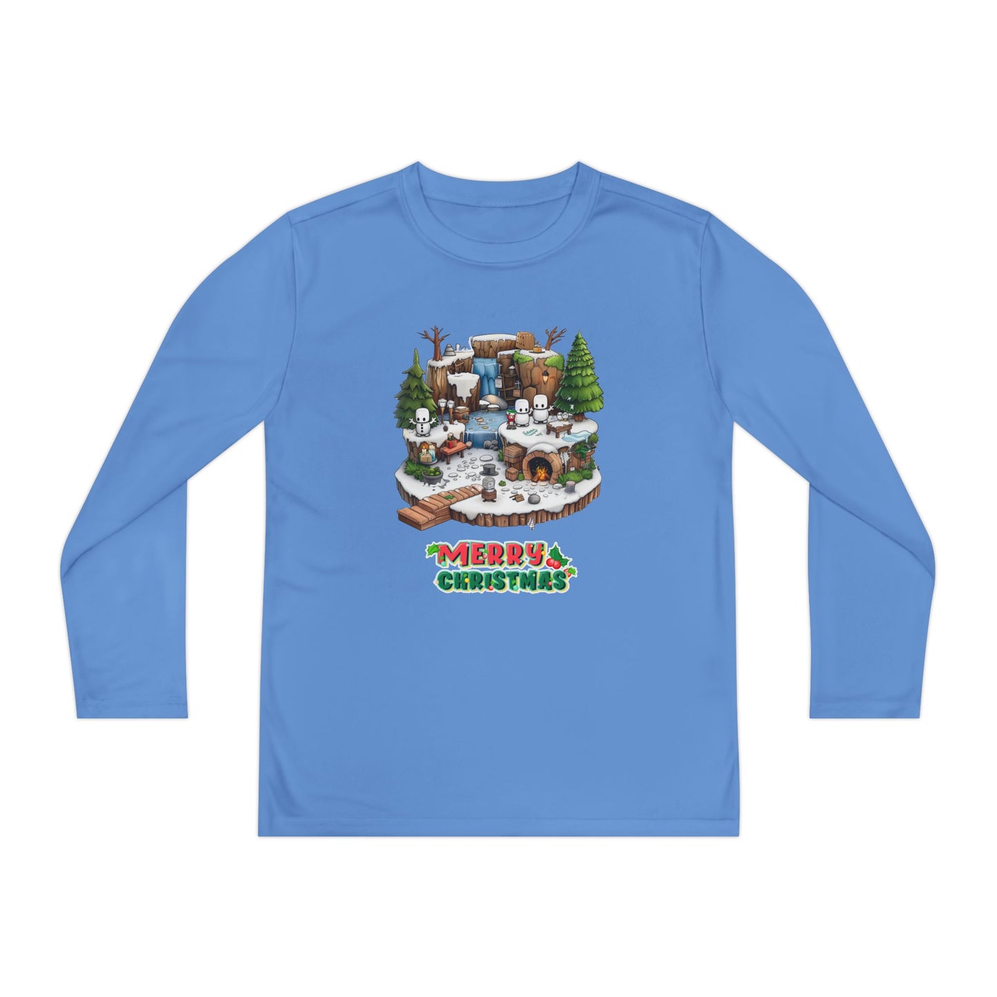 Merry Christmas Mine-craft Youth Long Sleeve Competitor Tee