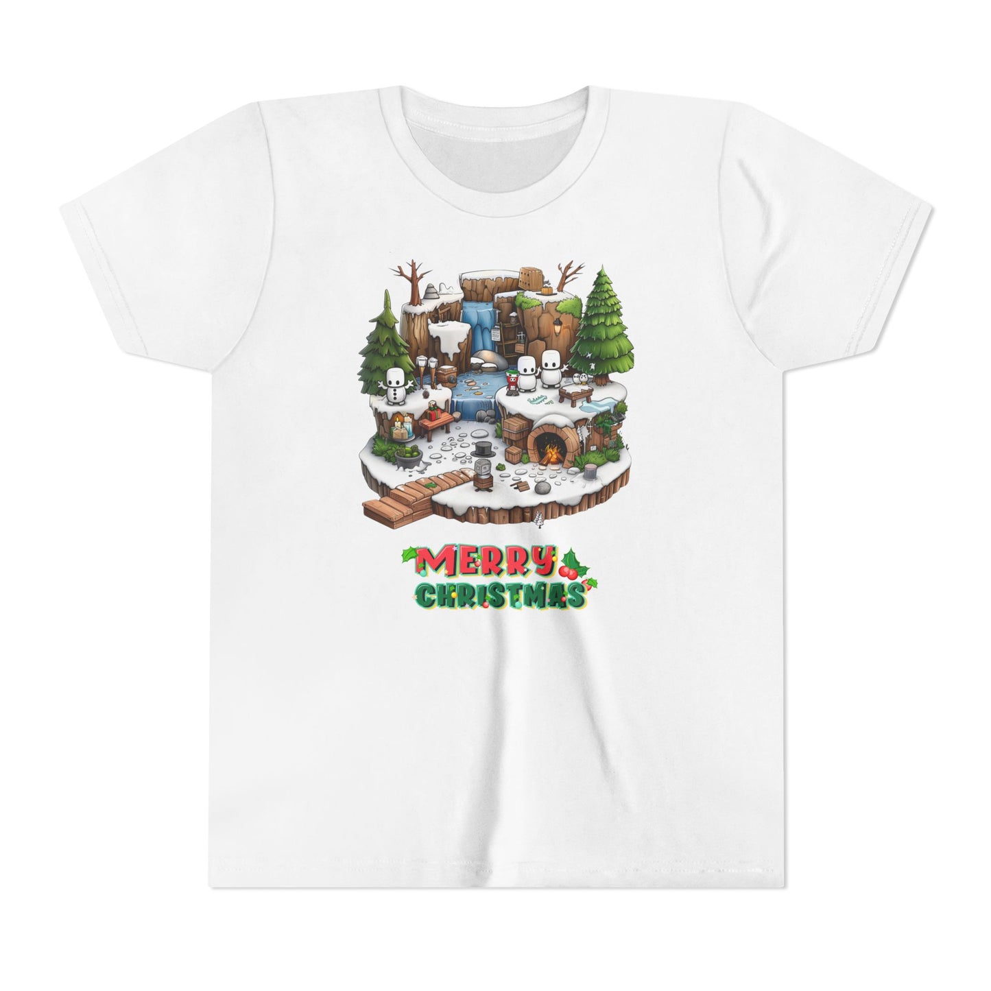 Merry Christmas Mine-craft Youth Short Sleeve Tee