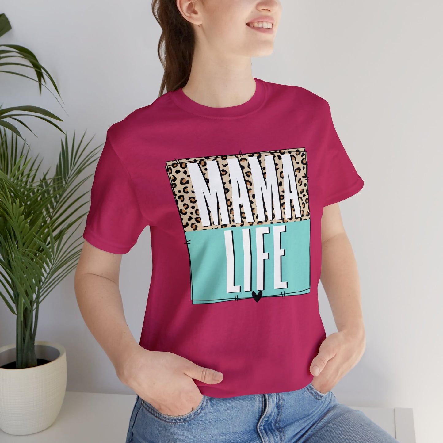 Mama life Leopard print short sleeve tshirt