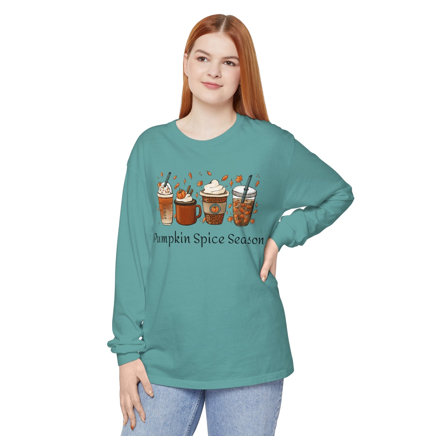 Pumpkin Spice Season Garment-dyed Long Sleeve T-Shirt
