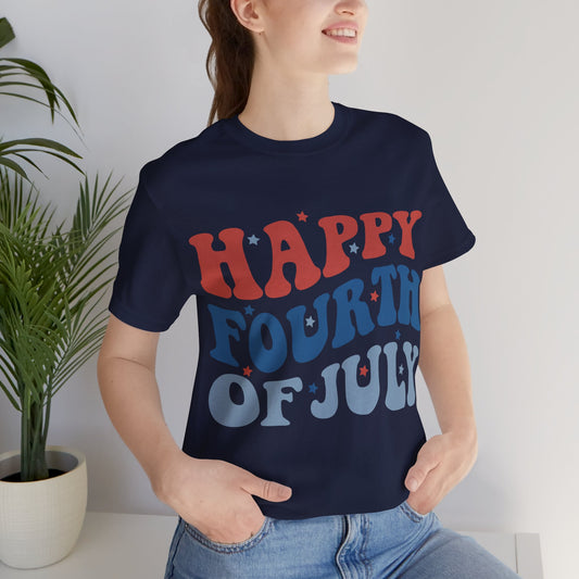HAPPY FOURTH OF JULY Jersey Short Sleeve Tee