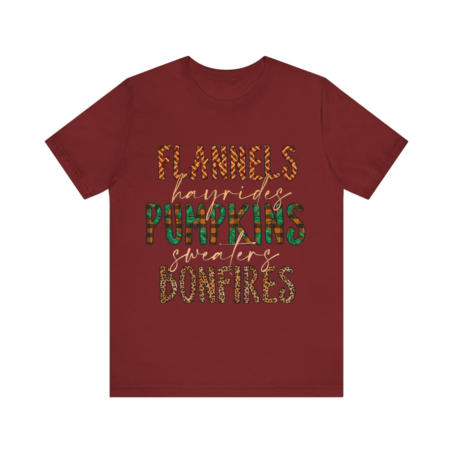 Flannels, Hayrides, Pumpkins, Sweaters, Bonfires Jersey Short Sleeve Tee