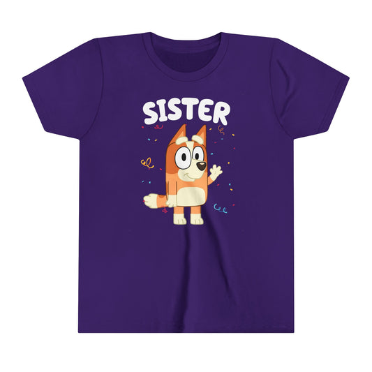Sister Bluey Birthday youth short sleeve Tshirt
