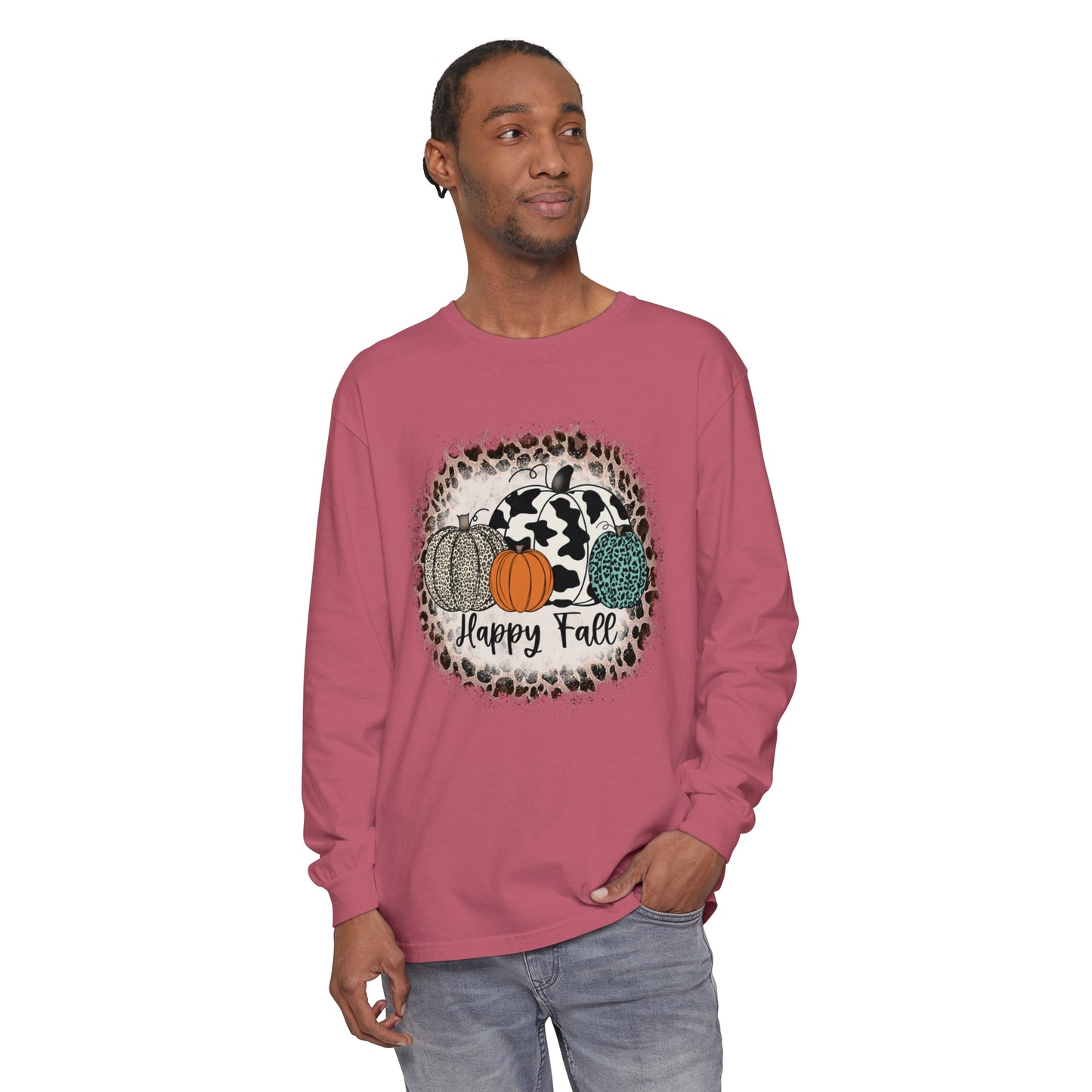 Happy Fall Garment-dyed Long Sleeve T-Shirt