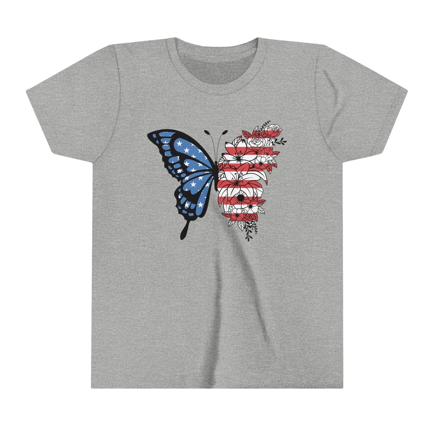 Butterfly American Flag Youth Short Sleeve Tee