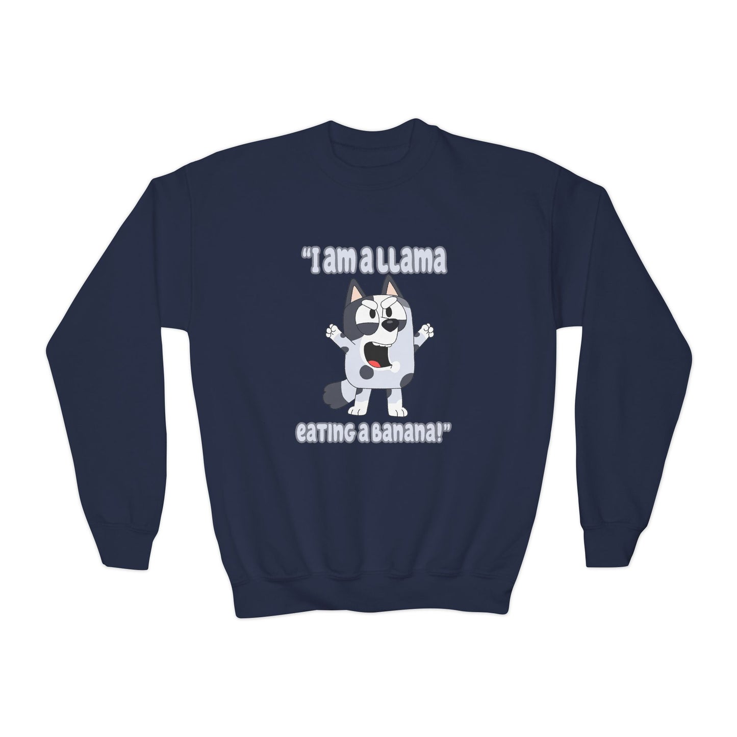 I'm a llama eating a banana Youth Crewneck Sweatshirt