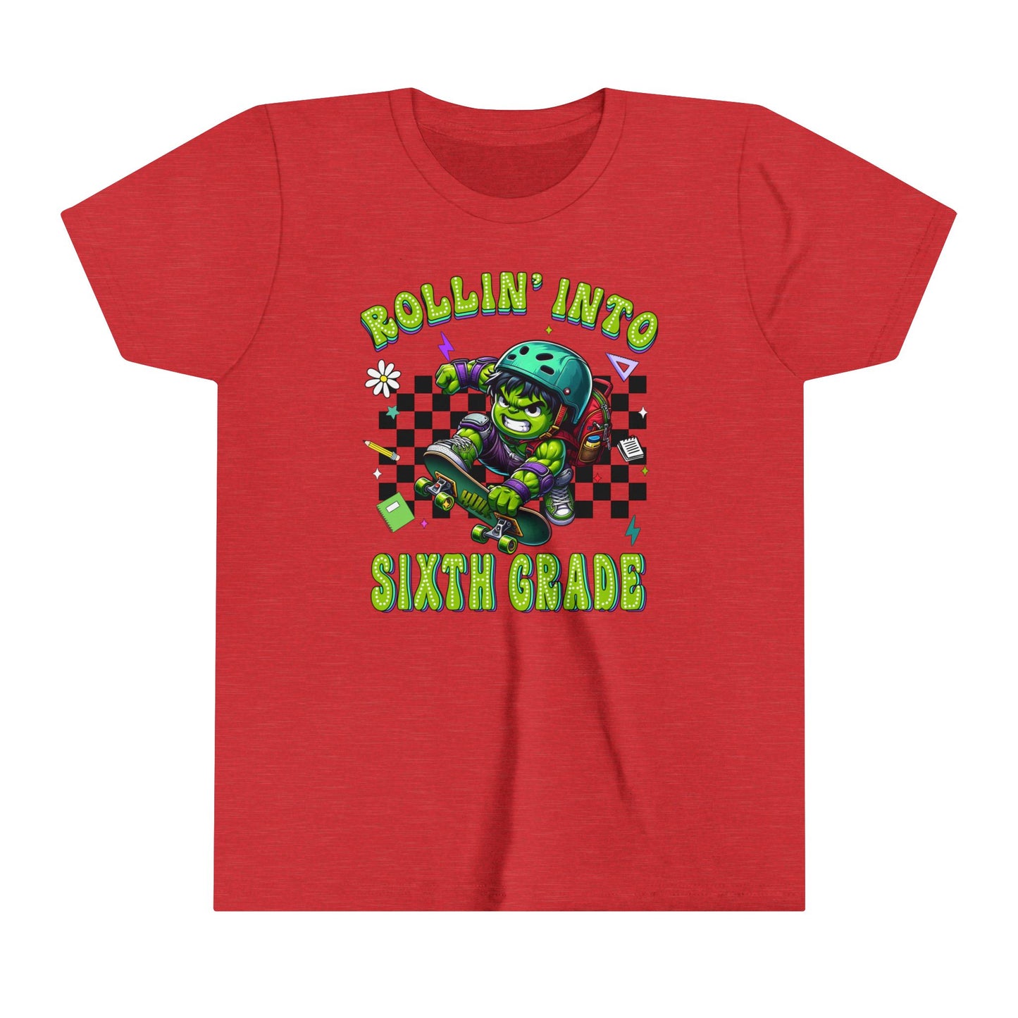 HULK - Rollin' Into 6th Grade Youth Short Sleeve Tee