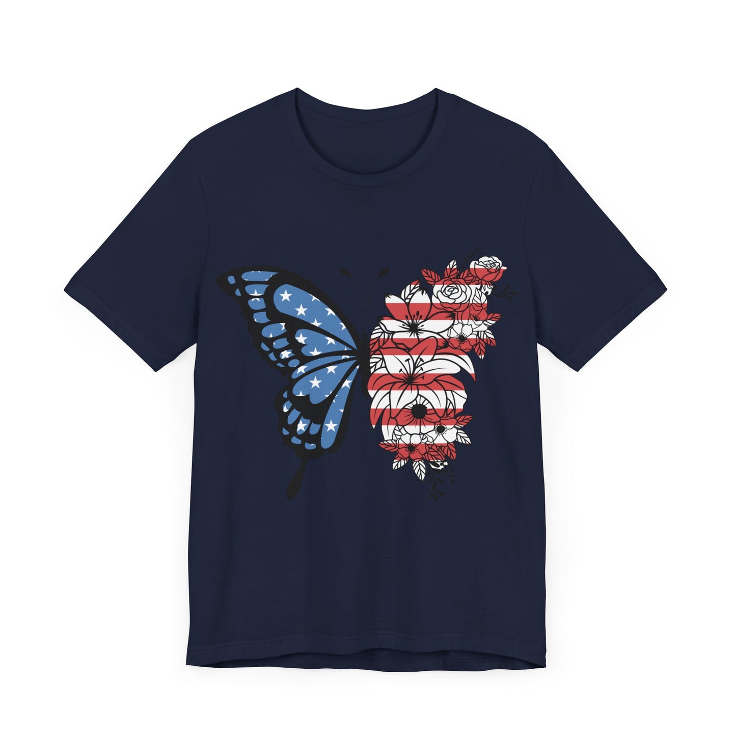 Red, White & Butterfly Jersey Short Sleeve Tee