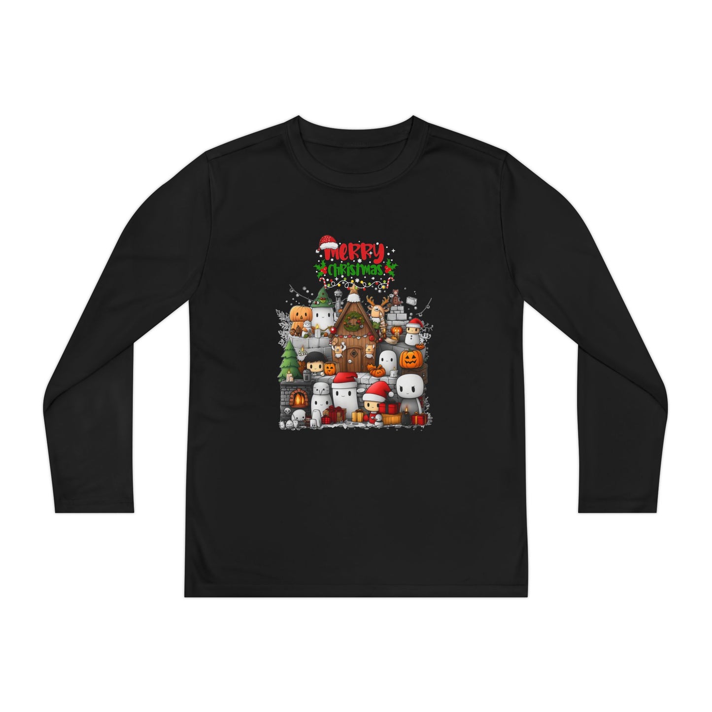 Merry Mine-craft Christmas Youth Long Sleeve Competitor Tee
