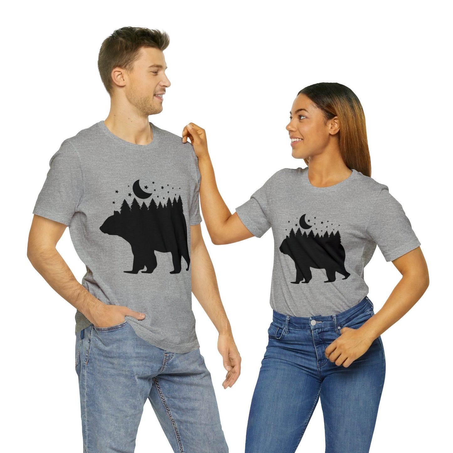 Bear - Forest - Night Sky Short Sleeve Tshirt