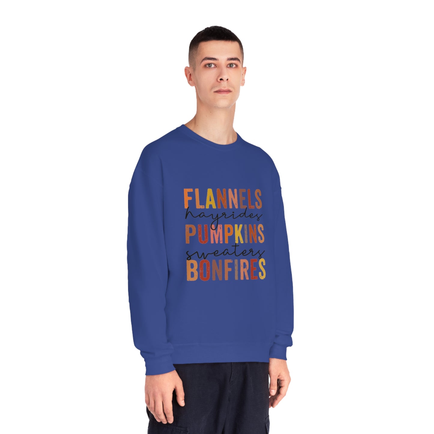 Flannels, Hayrides, Pumpkins, Sweaters, Bonfires Crewneck Sweatshirt