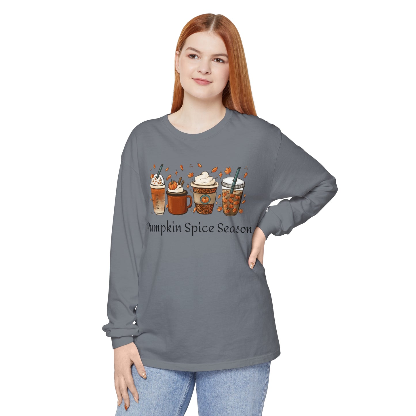 Pumpkin Spice Season Garment-dyed Long Sleeve T-Shirt