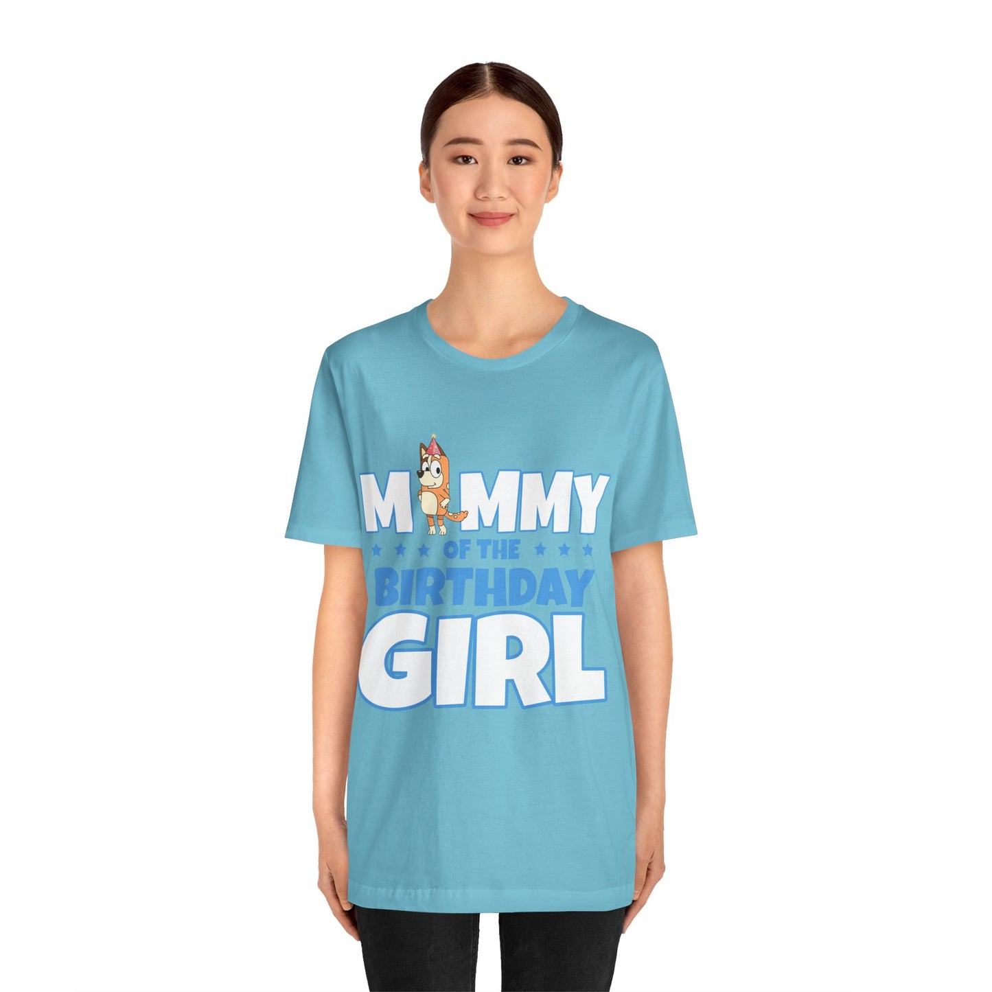 Mommy of the Birthday Girl Chilli Heeler short sleeve T-shirt