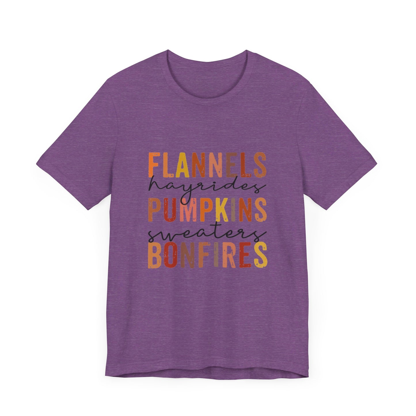 Flannels, Hayrides, Pumpkins, Sweaters, Bonfires Jersey Short Sleeve Tee