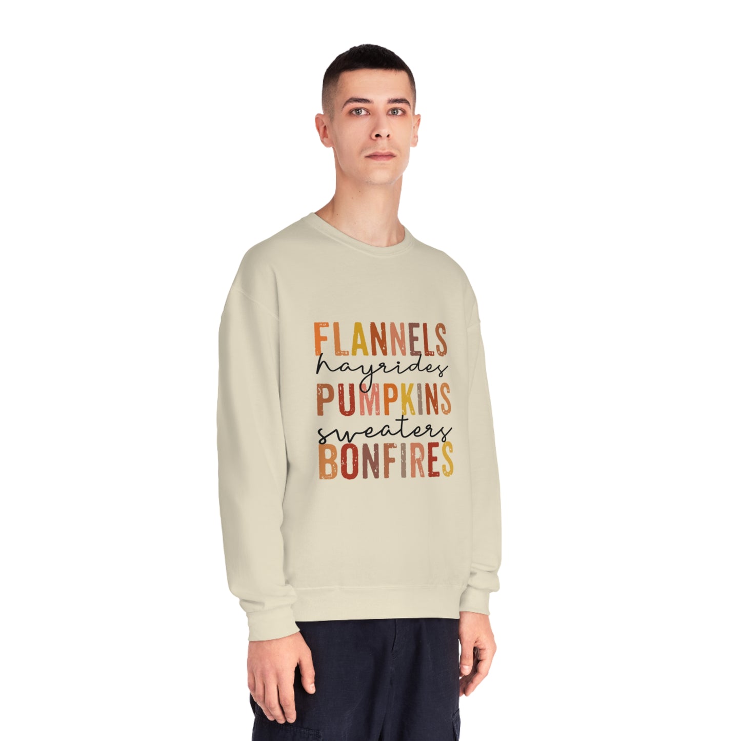 Flannels, Hayrides, Pumpkins, Sweaters, Bonfires Crewneck Sweatshirt
