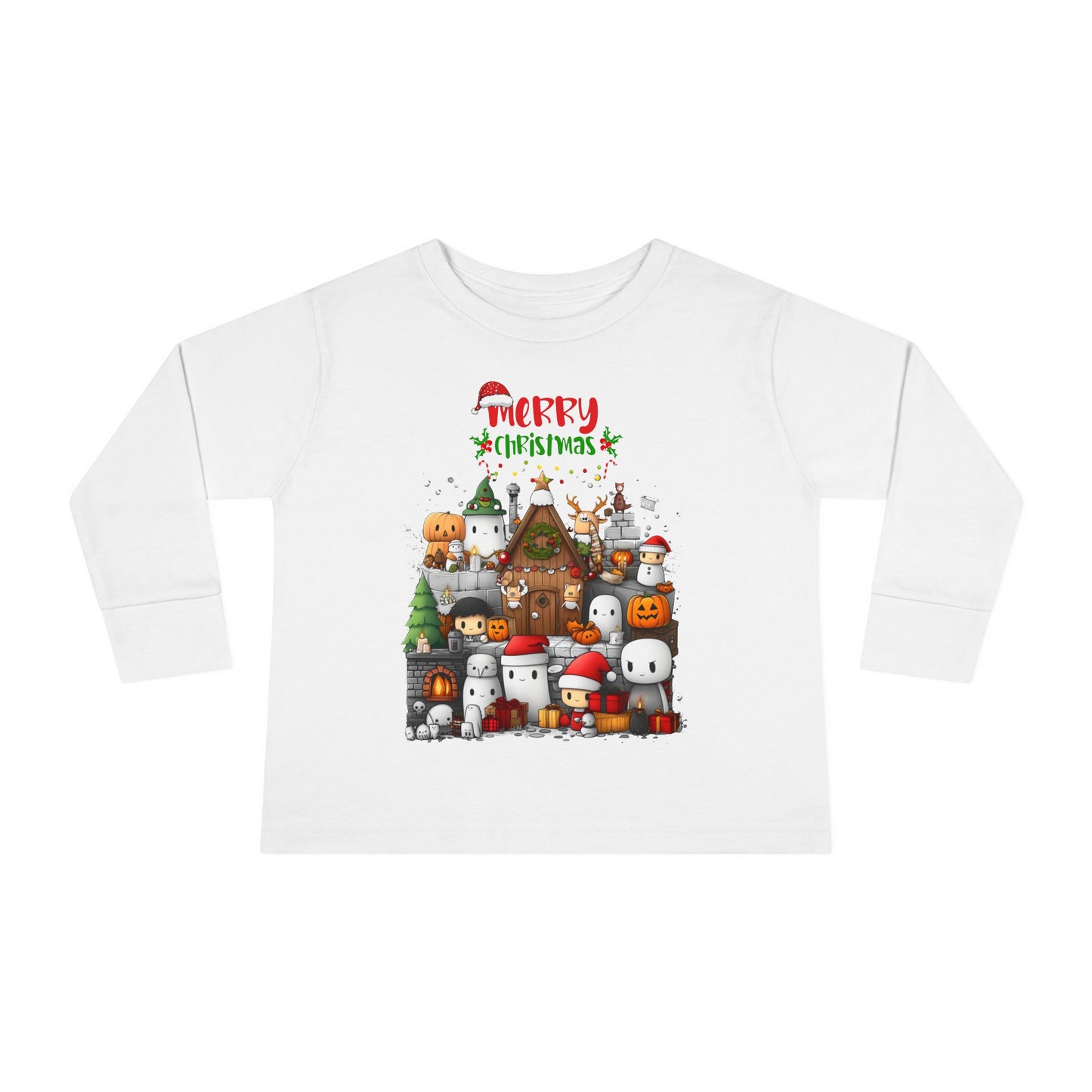Merry Mine-craft Christmas Toddler Long Sleeve Tee