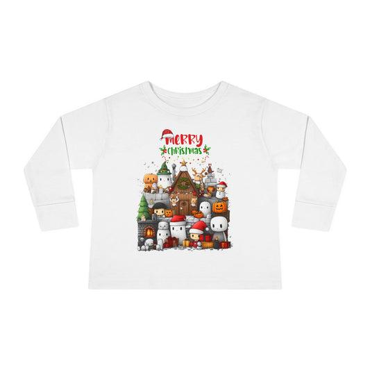 Merry Mine-craft Christmas Toddler Long Sleeve Tee