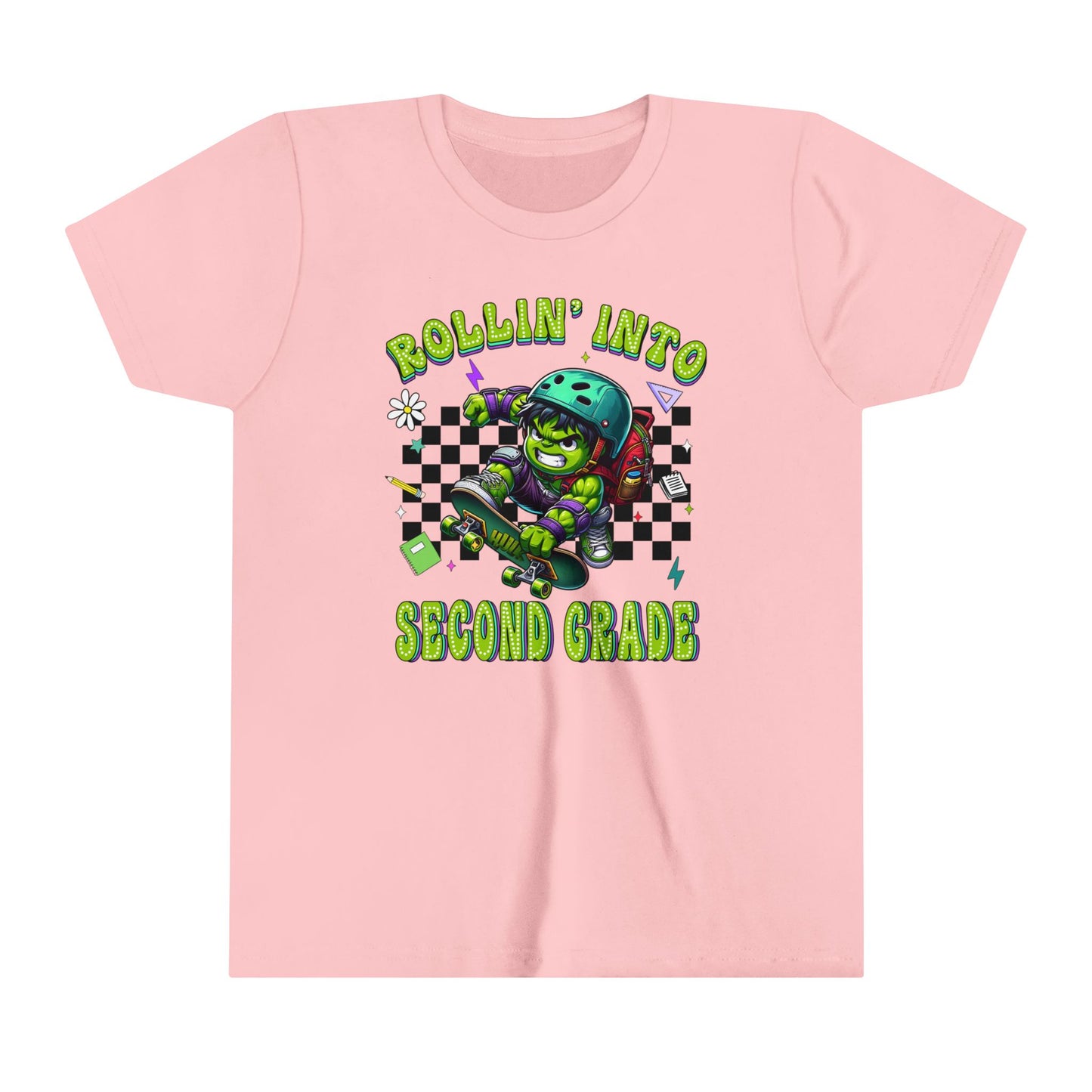 HULK - Rollin' Into 2nd Grade Youth Short Sleeve Tee
