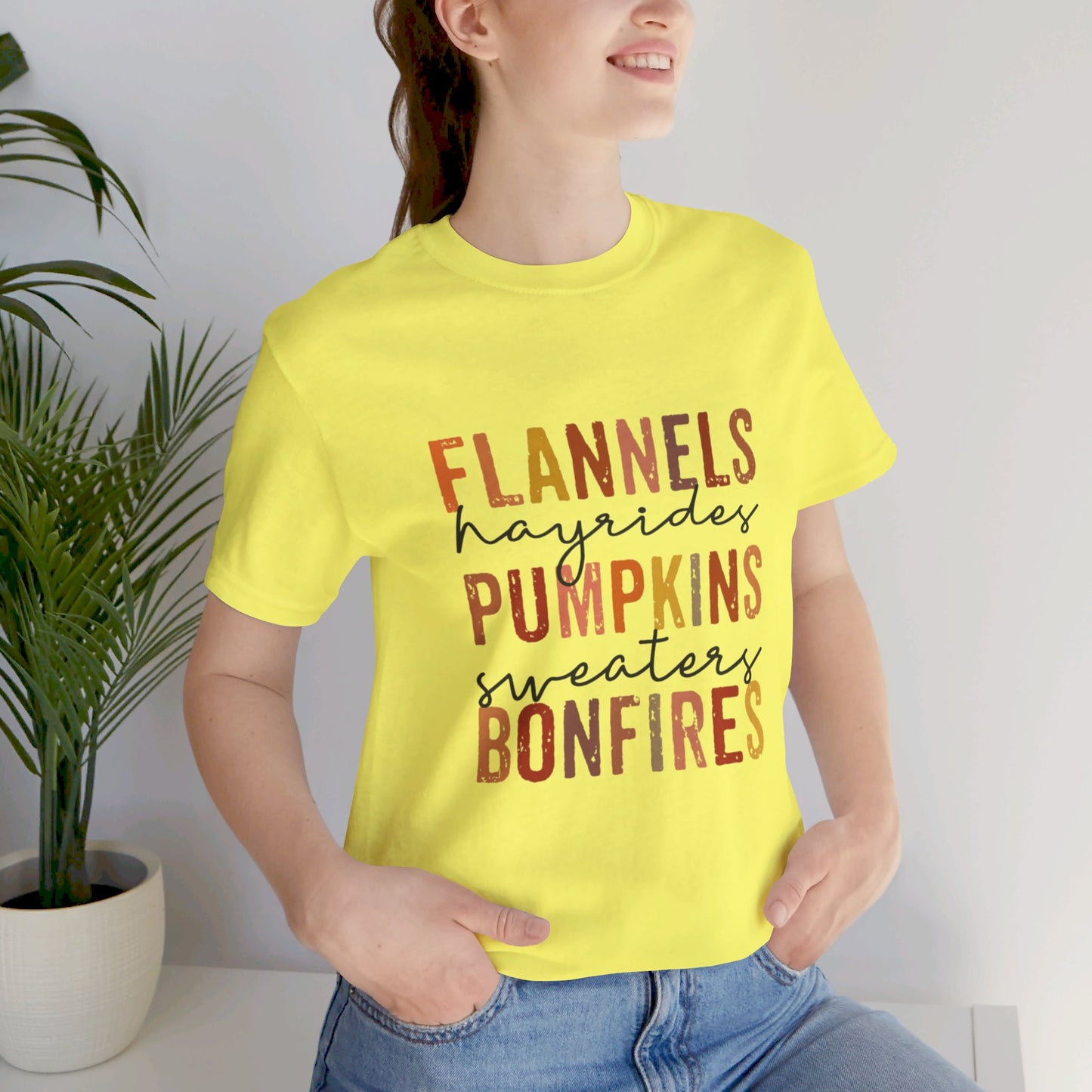 Flannels, Hayrides, Pumpkins, Sweaters, Bonfires Jersey Short Sleeve Tee