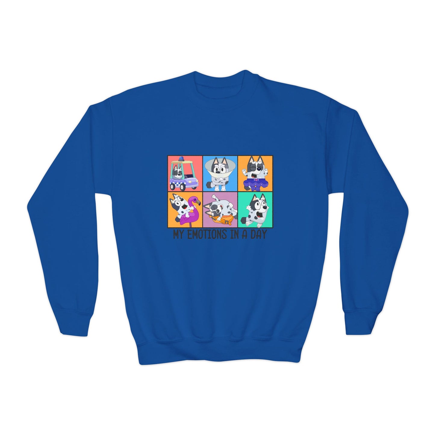 My emotions in a day Youth Crewneck Sweatshirt