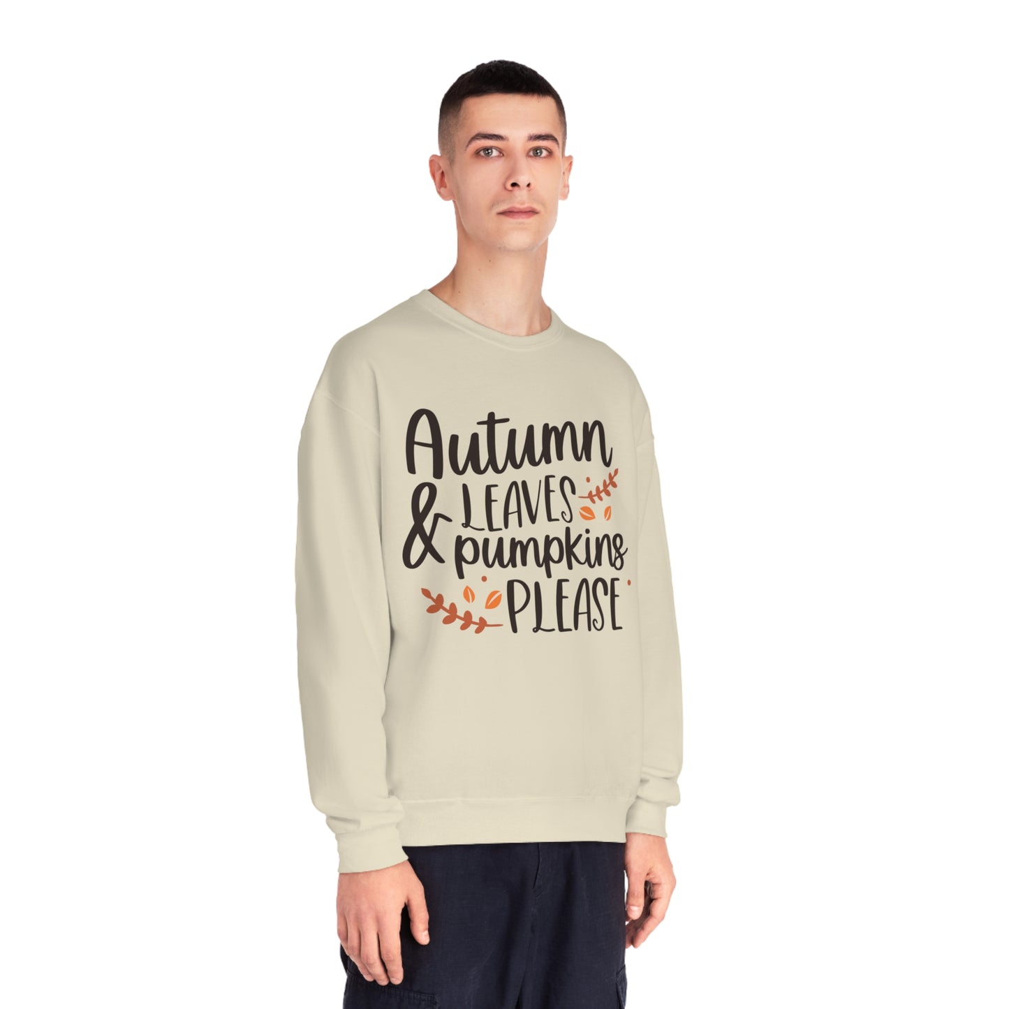 Autumn Leaves & Pumpkins Please Crewneck Sweatshirt