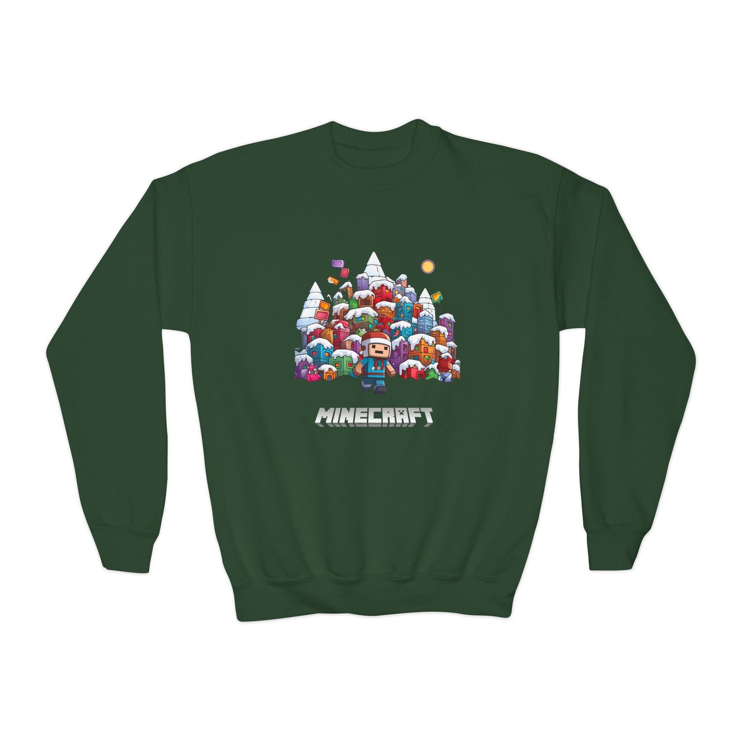 Christmas Mine-craft Youth Crewneck Sweatshirt