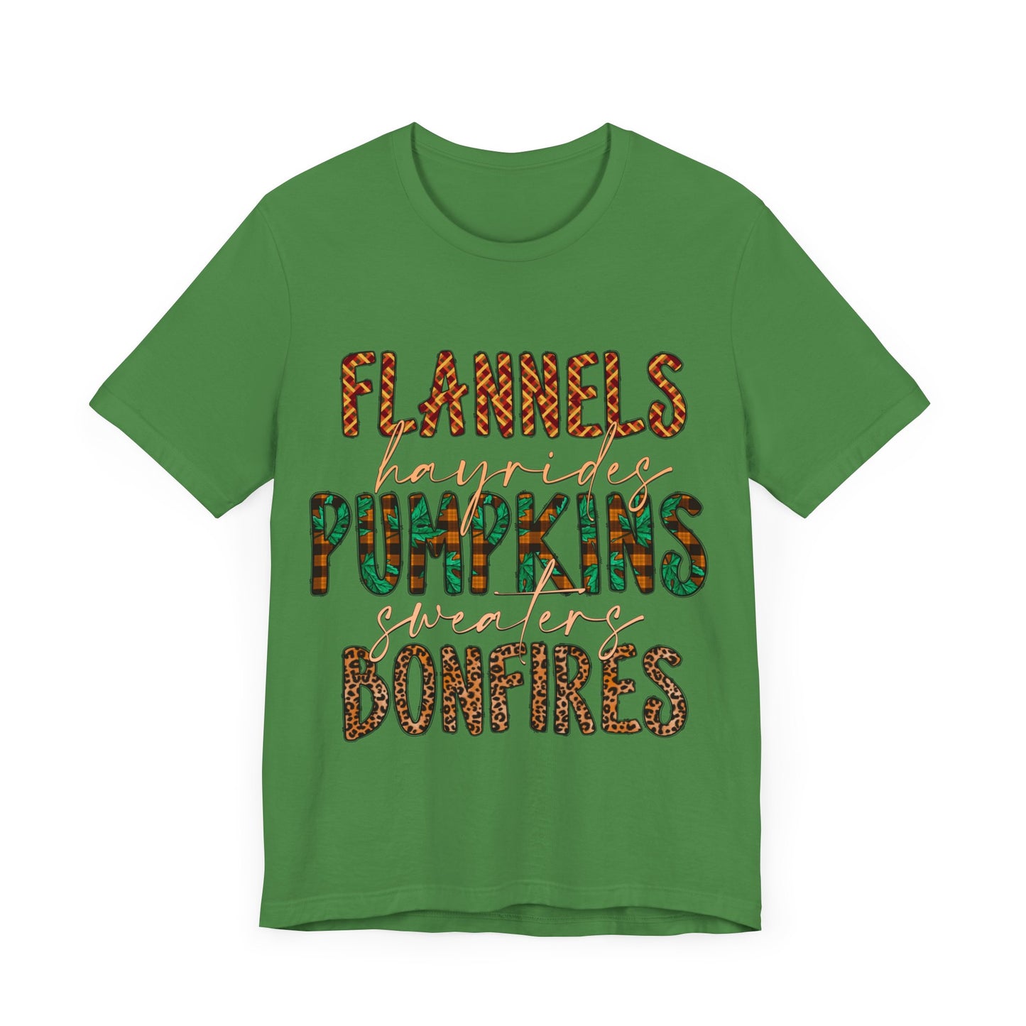 Flannels, Hayrides, Pumpkins, Sweaters, Bonfires Jersey Short Sleeve Tee