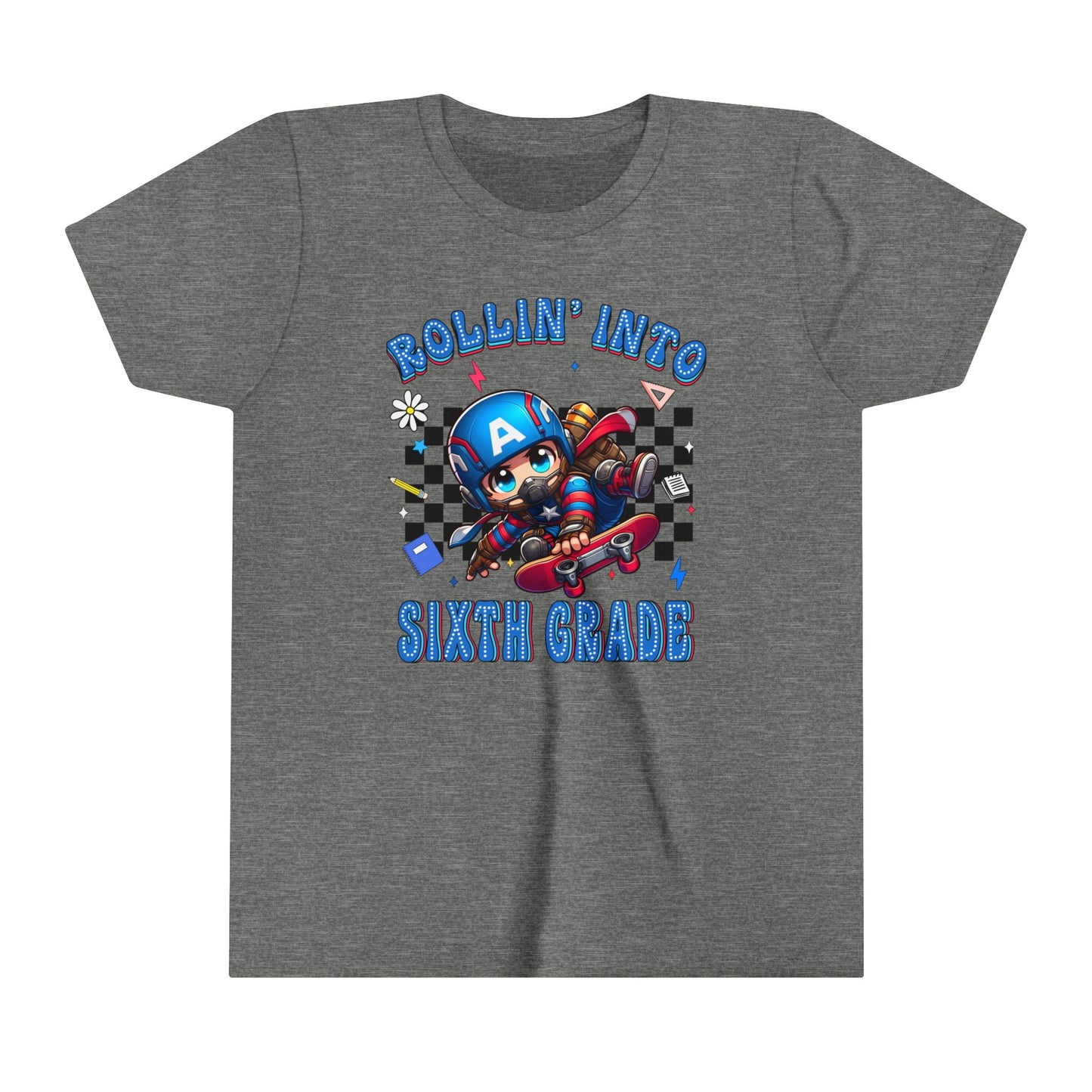 CAPTAIN AMERICA - Rollin' Into 6th Grade Youth Short Sleeve Tee