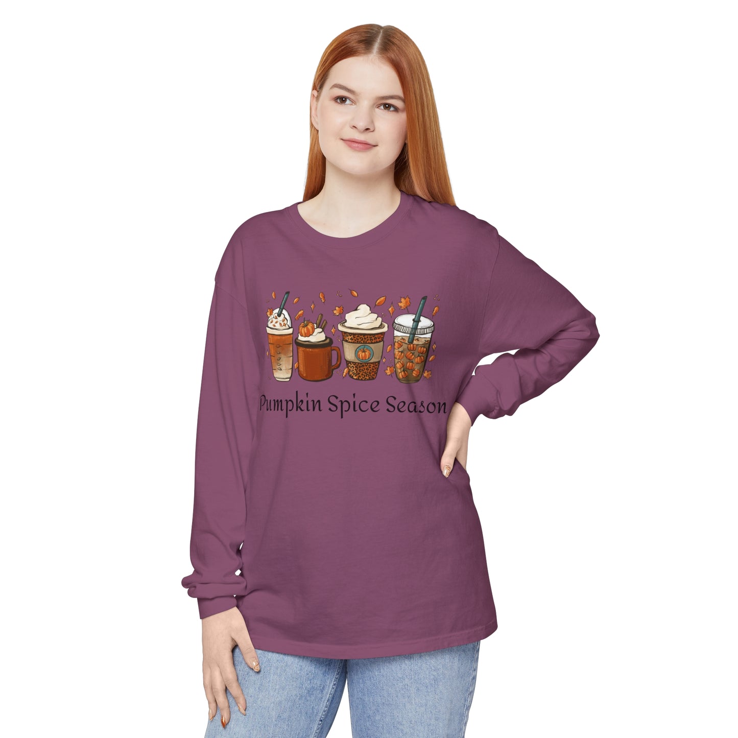 Pumpkin Spice Season Garment-dyed Long Sleeve T-Shirt