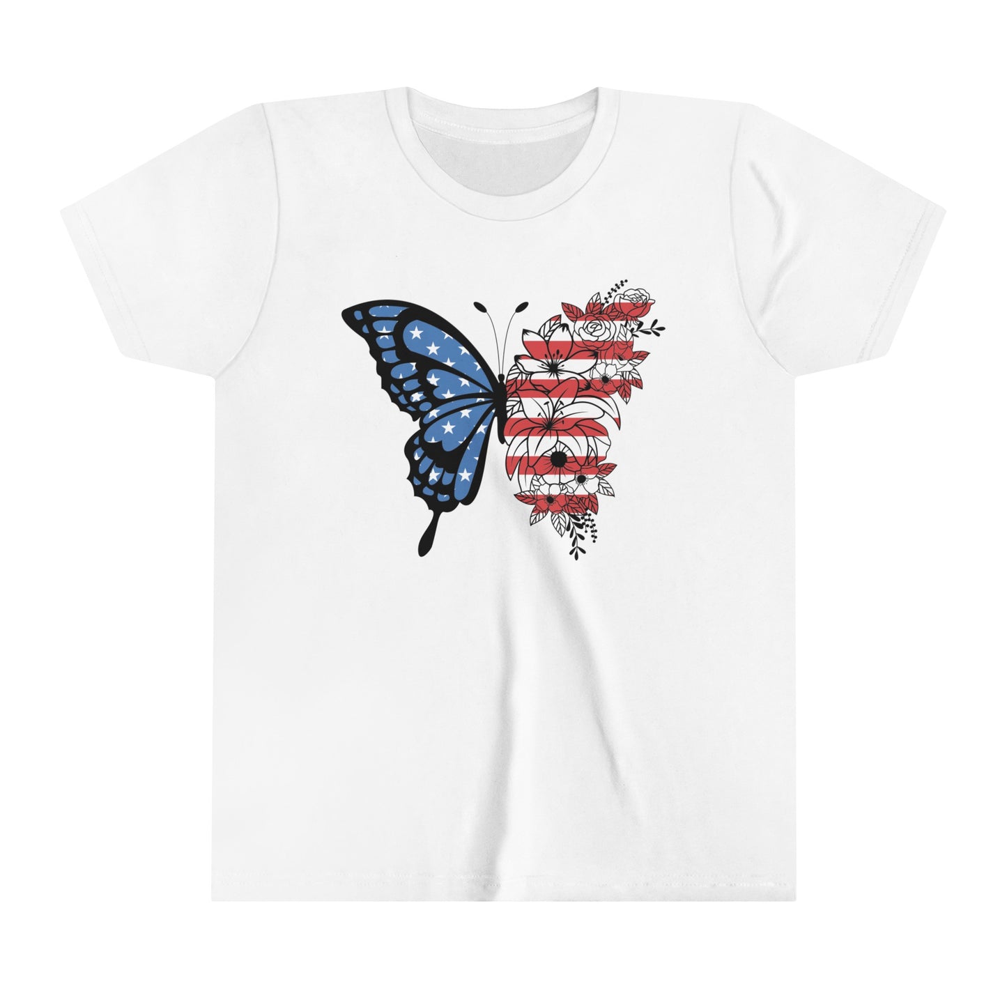 Butterfly American Flag Youth Short Sleeve Tee