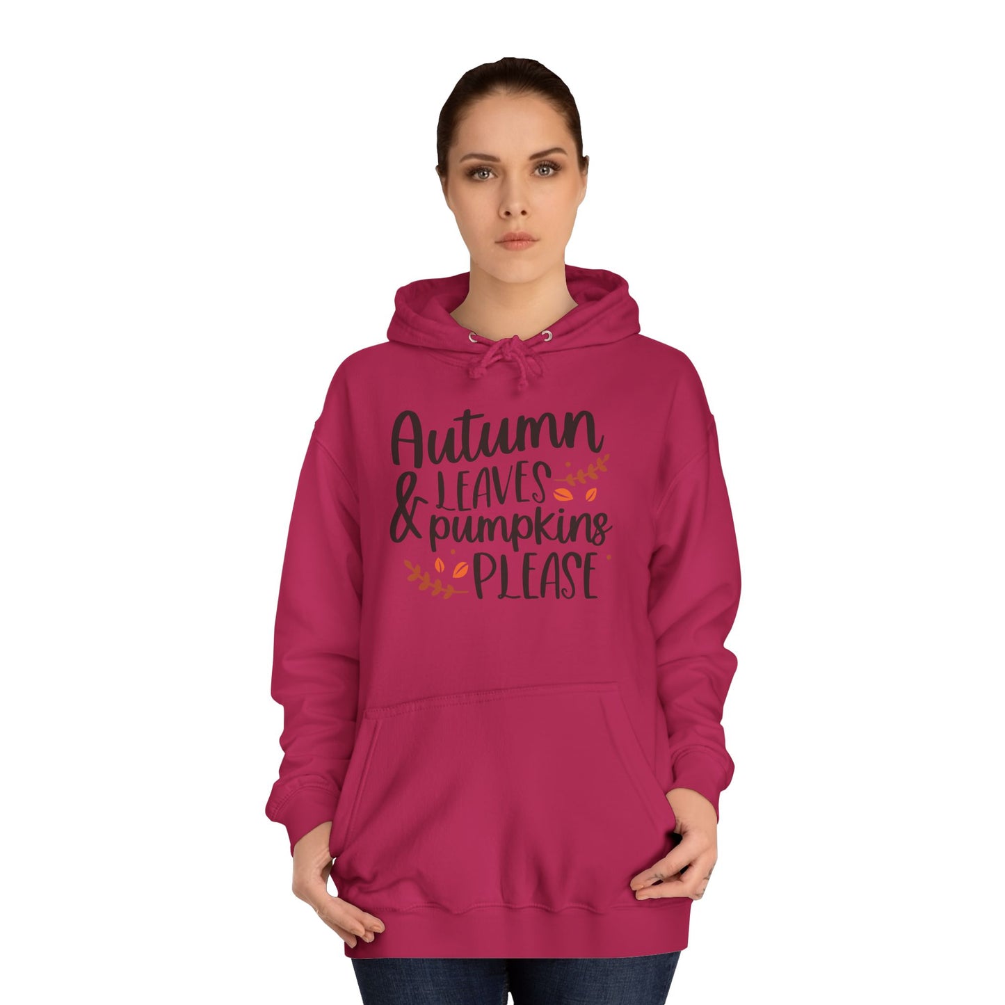 Autumn Leaves & Pumpkins Please Unisex College Hoodie