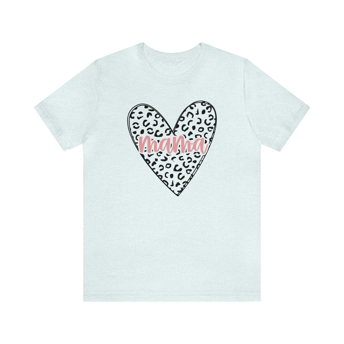 Mama Leopard print heart short sleeve tshirt