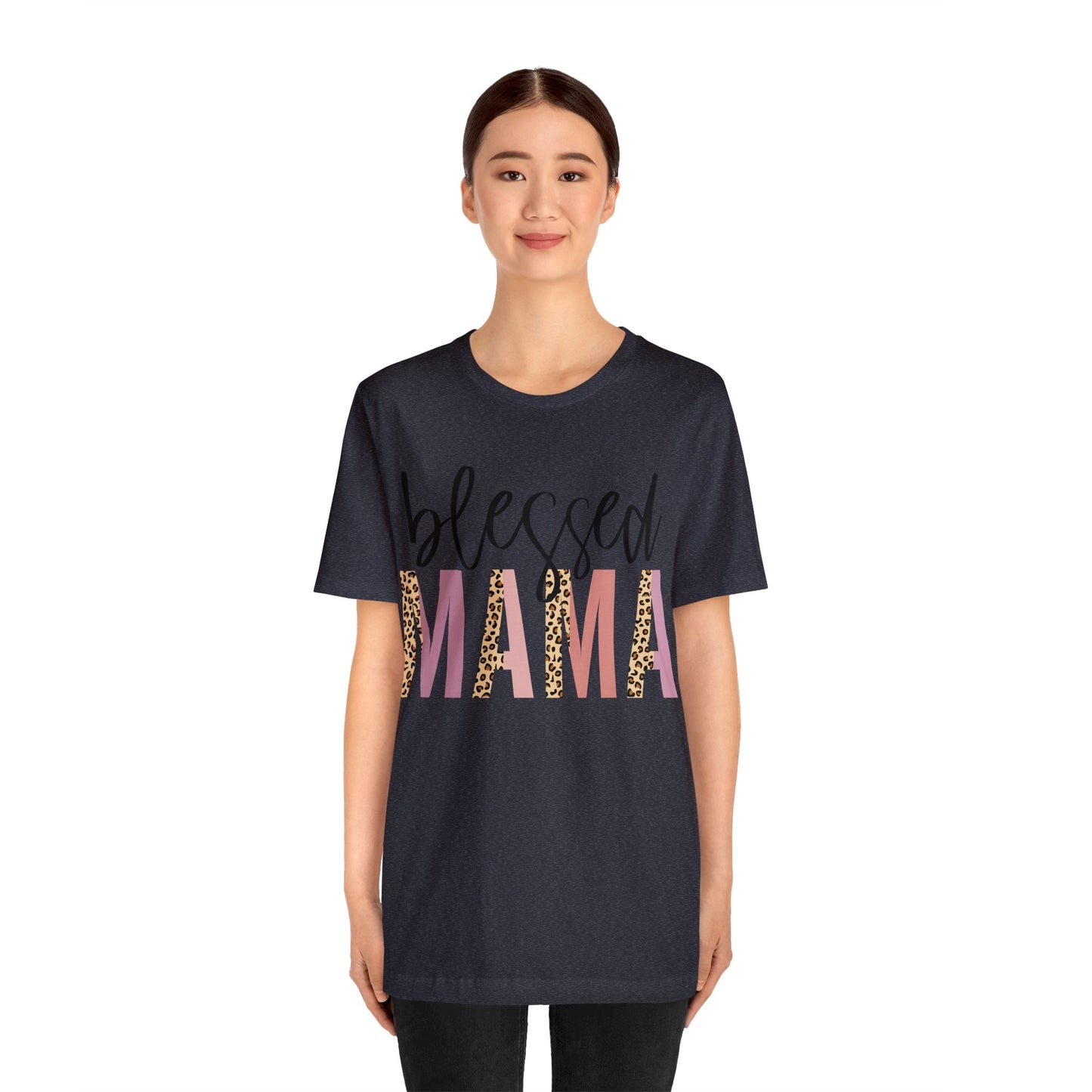 Blessed Mama Leopard print short sleeve tshirt