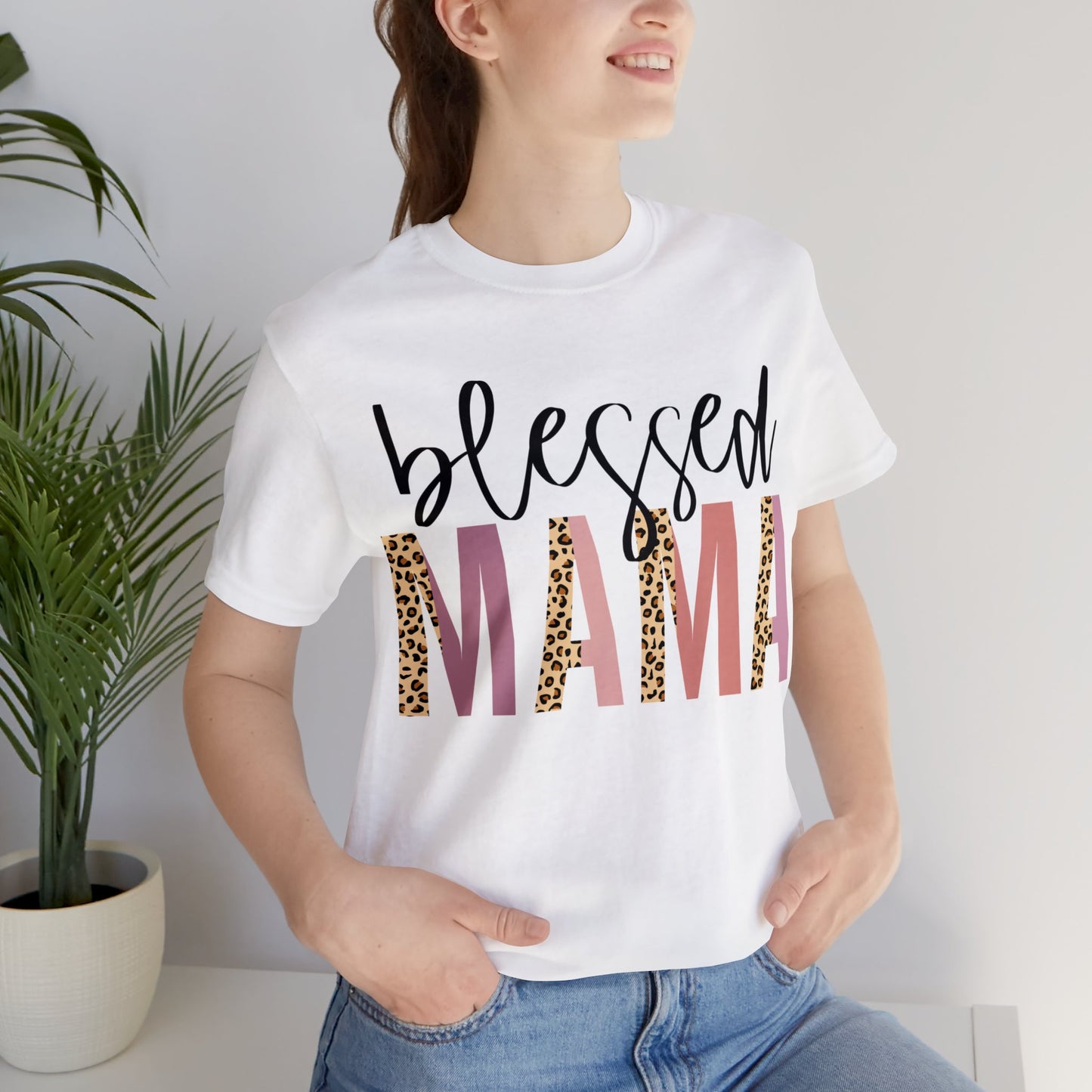 Blessed Mama Leopard print short sleeve tshirt