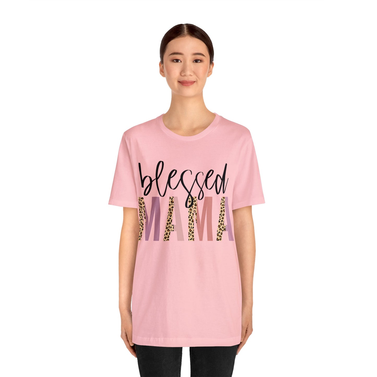 Blessed Mama Leopard print short sleeve tshirt
