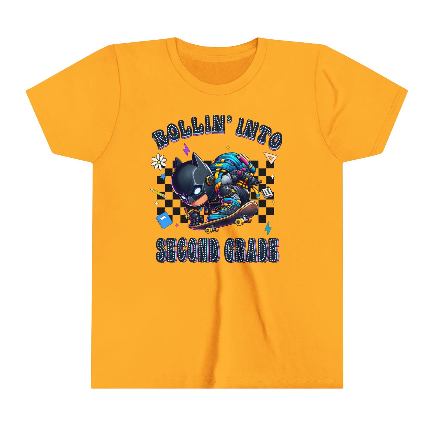BATMAN - Rollin' Into 2nd Grade Youth Short Sleeve Tee