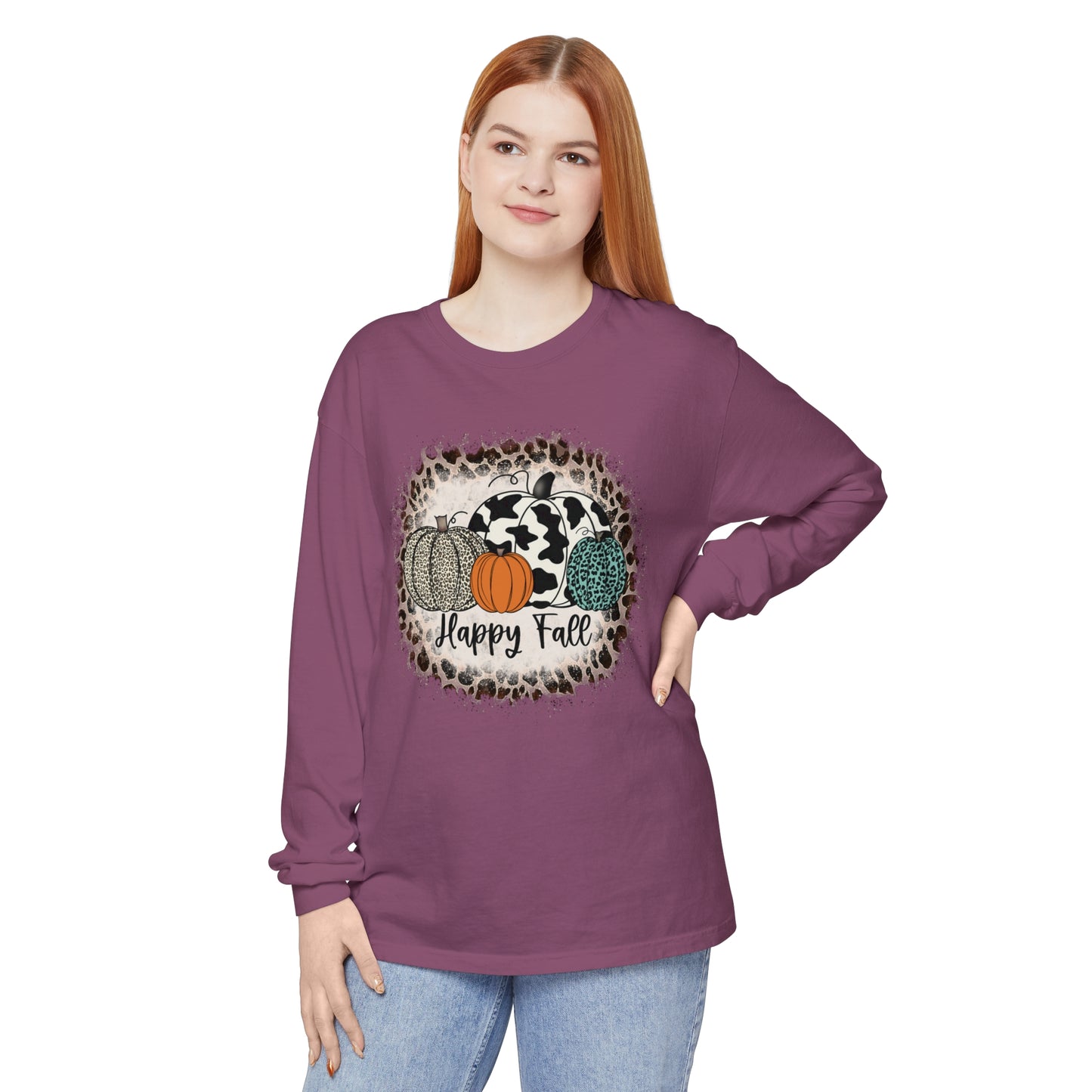 Happy Fall Garment-dyed Long Sleeve T-Shirt
