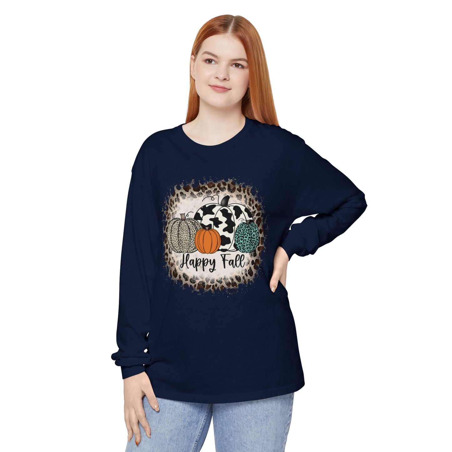 Happy Fall Garment-dyed Long Sleeve T-Shirt