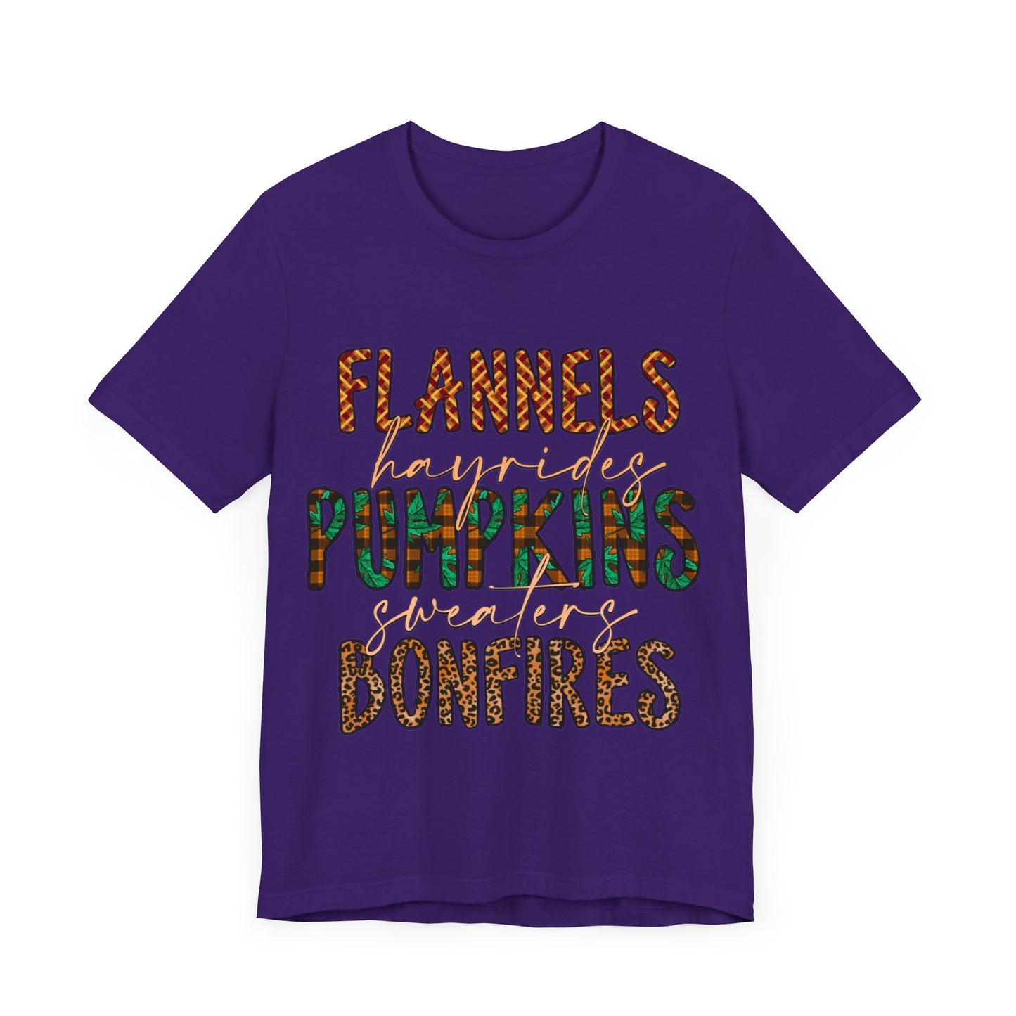 Flannels, Hayrides, Pumpkins, Sweaters, Bonfires Jersey Short Sleeve Tee