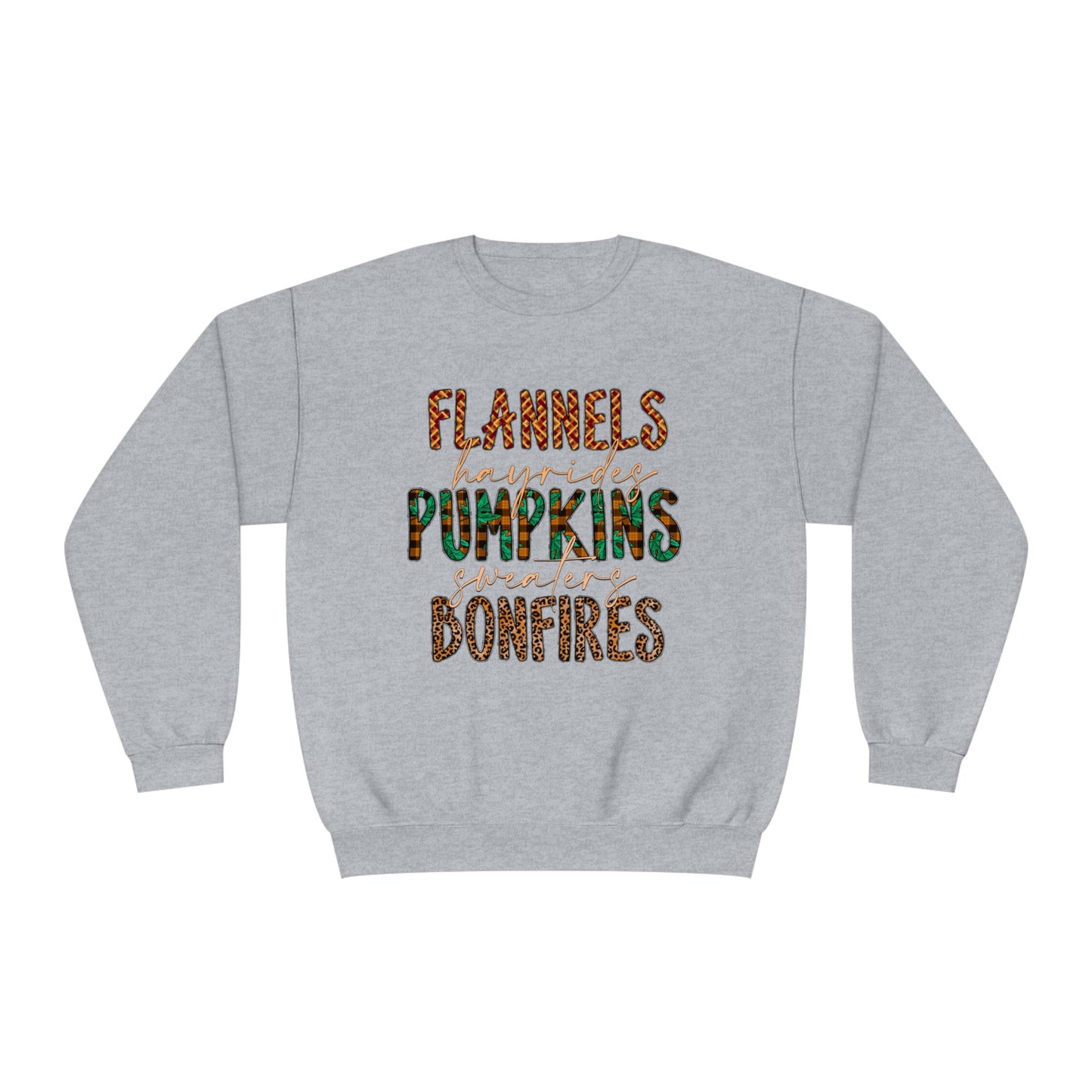 Flannels, Hayrides, Pumpkins, Sweaters, Bonfires Crewneck Sweatshirt